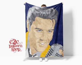 Mini C2C Elvis Presley Crochet Pattern  / C2C Celebrity / C2C Graphgan / C2C Blanket / C2C Graphs / C2C Afghan / Crochet C2C Pattern