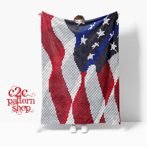 C2C American USA Flag Crochet Pattern / C2C Graphgan / C2C Etsy