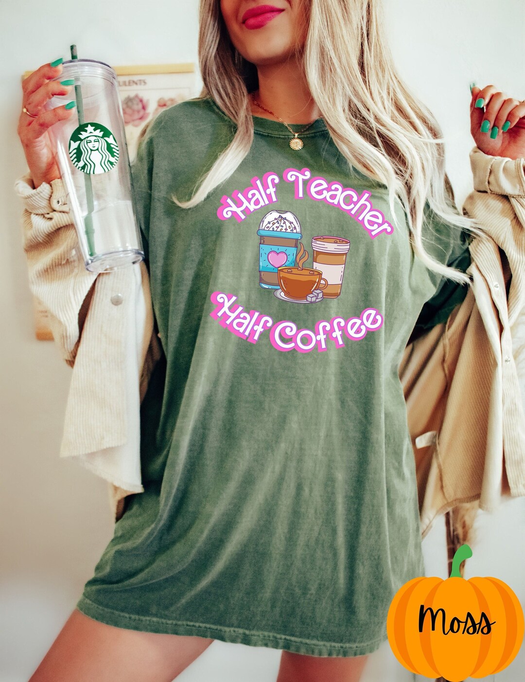 Retro Half Teacher Half Coffee Shirt Comfort Colors Coffee Etsy