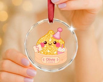 Personalized Dumpling Ornament Custom Name Christmas Tree Decoration Cute Kawaii Food 5 Year Old Birthday Stocking Stuffer Gift 6 Year Olds