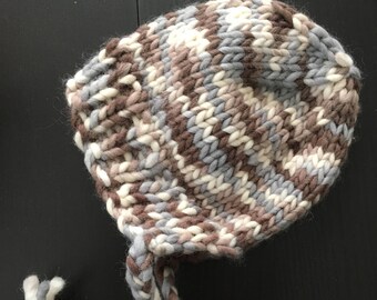 Earth Tones Baby Bonnet - Knitted Baby Bonnet Hat