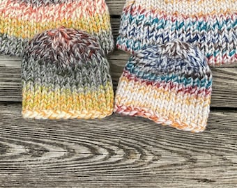 Multicolor Baby Hats - Handknit Newborn Baby Hats