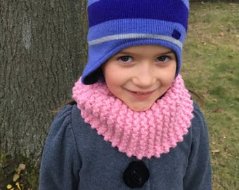 Kid Cowl - Handknit Cowl For Kids - Pink