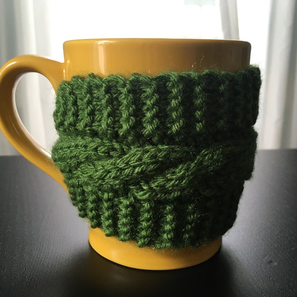 Cabled Coffee Sleeve - Hand Knit Buttoned Coffee Cup Cozy