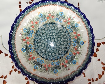 Strawberry Polish Pottery Pie Plate