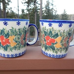 Set of 2 Polish Pottery Fruit Garland Mug Jan