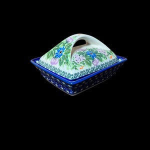 Polish Pottery Lavender Butter Dish