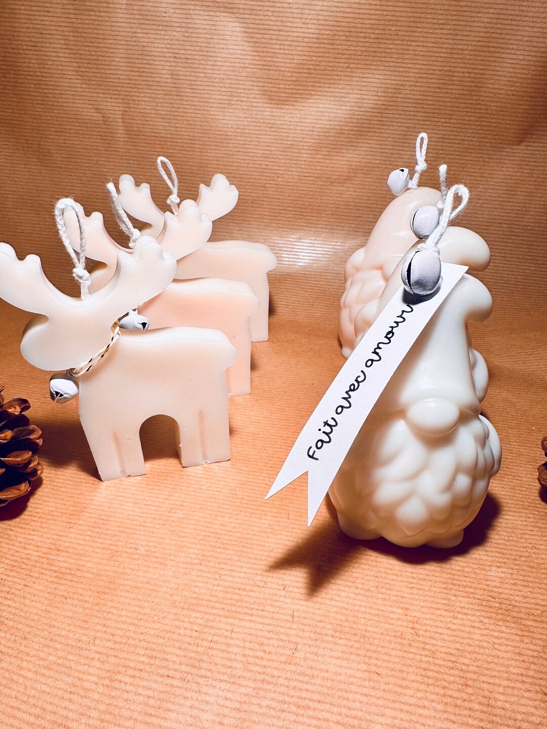 Candle Christmas Reindeer Santa Claus Etsy