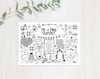 Tafelmat |  Bruiloft | Kinderactiviteit | Om te downloaden