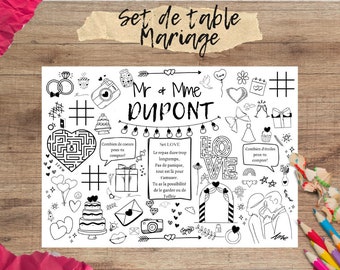 Set de table  |  Mariage  | Activité enfant  | A télécharger