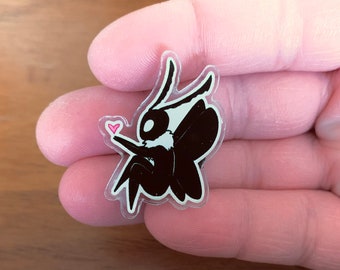 Mothman <3- Cute Mothman Pin | Acrylic Pin | Cryptid Pin | Pins for Clothes/Bags/Aprons/ and More | Rubber Backing | Black and White