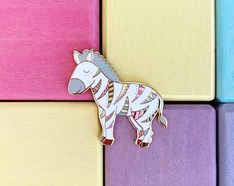 Wonderland Zebra Hard enamel pin - cute enamel pin, kawaii zebra lapel pin, cute zebra enamel pin, zebra pin, animal gift, Safari zoo animal