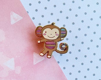 Wonderland Monkey Hard enamel pin - kawaii monkey lapel pin, cute monkey enamel pin, monkey pin, cute zoo animal gift, circus safari animal