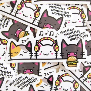 NOMNOMNOMM Cats Vinyl Sticker Cat vinyl sticker, cat sticker, die cut sticker, planner sticker, laptop sticker, kawaii cute cat stickers image 2