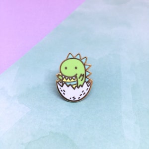 Moomii the Dino Egg - Hard enamel pin- cute dinosaur enamel pin, kawaii dino lapel pin, cute dino pin, dino gift, kawaii dinosaur party gift