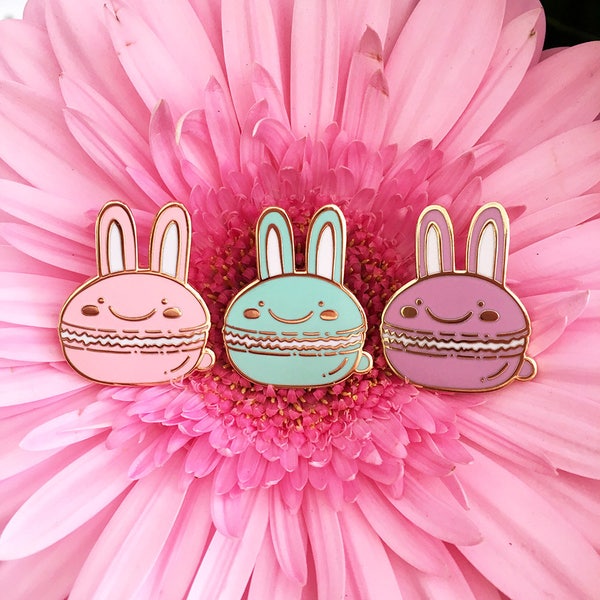 Bunny Macaron - Hard enamel pin - kawaii accessories, cute enamel pin, rabbit lapel pin, cute bunny enamel pin, rabbit pin, cute bunny pin