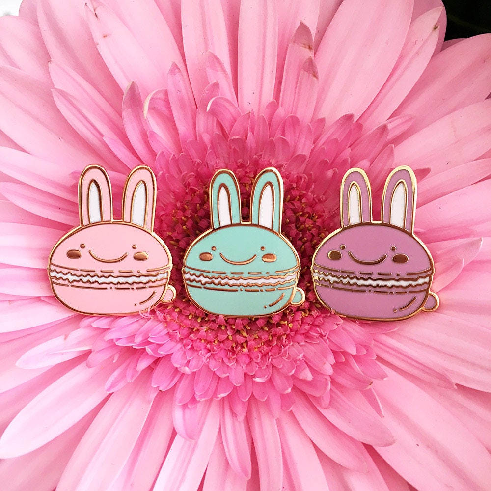 Bunny Macaron Hard Enamel Pin Kawaii Accessories Cute - Etsy