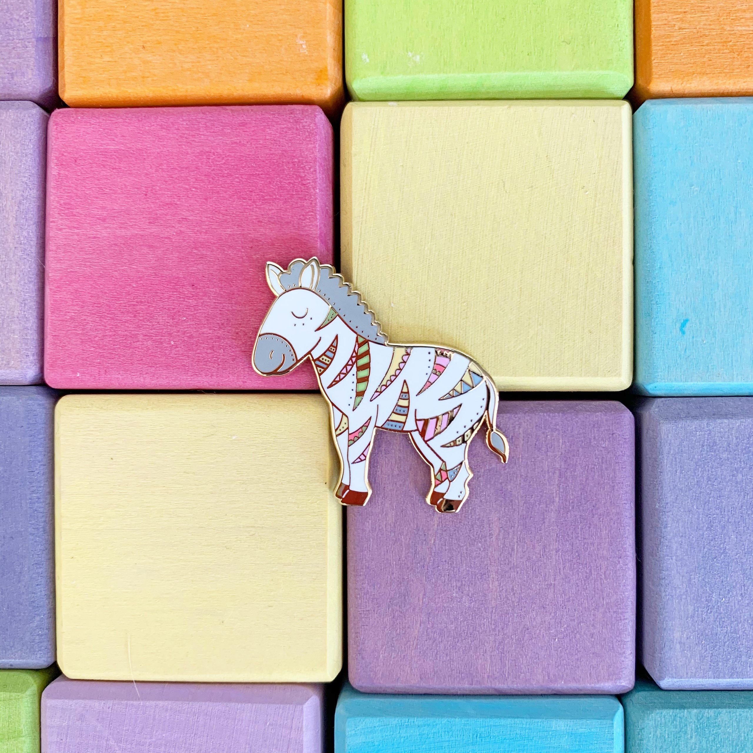 Wonderland Zebra Hard Enamel Pin - Cute Enamel Pin, Kawaii Zebra Lapel ...