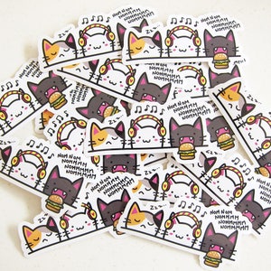 NOMNOMNOMM Cats Vinyl Sticker Cat vinyl sticker, cat sticker, die cut sticker, planner sticker, laptop sticker, kawaii cute cat stickers image 1