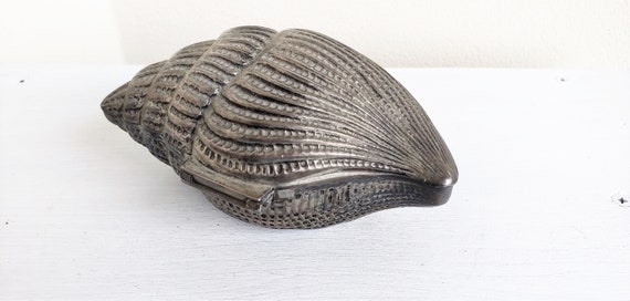 GORGEOUS pewter SHELL JEWELRY BOX - image 10