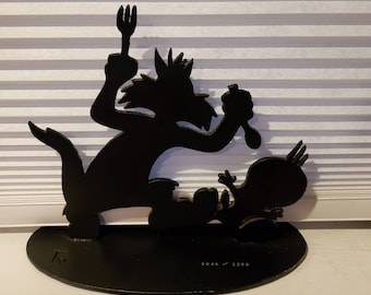 Very Rare Sylvester and Tweety Bird Sculpture Made by Tex Welch for Warner Bros Gallery Artwork Signed and Numbered