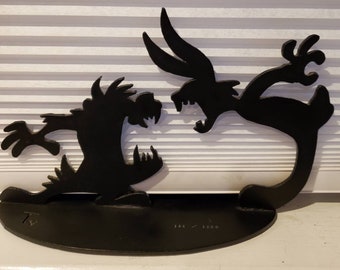 Very Rare Bugs Bunny and Taz Sculpture Made by Tex Welch for Warner Bros Gallery Artwork Signed and Numbered