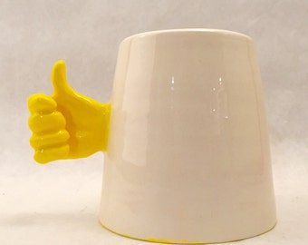 Handmade Thumbs Up Cheerful Optimist Mug