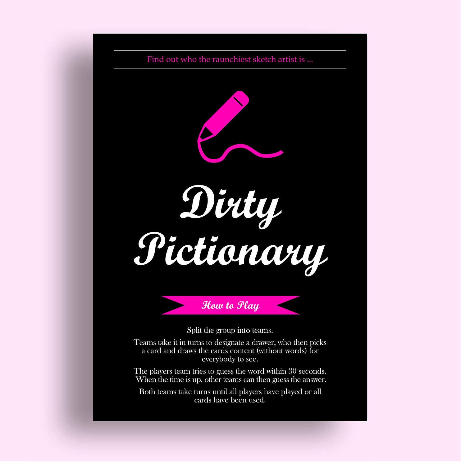 Dirty Pictionary Bachelorette Game Download Bridal Shower - Etsy