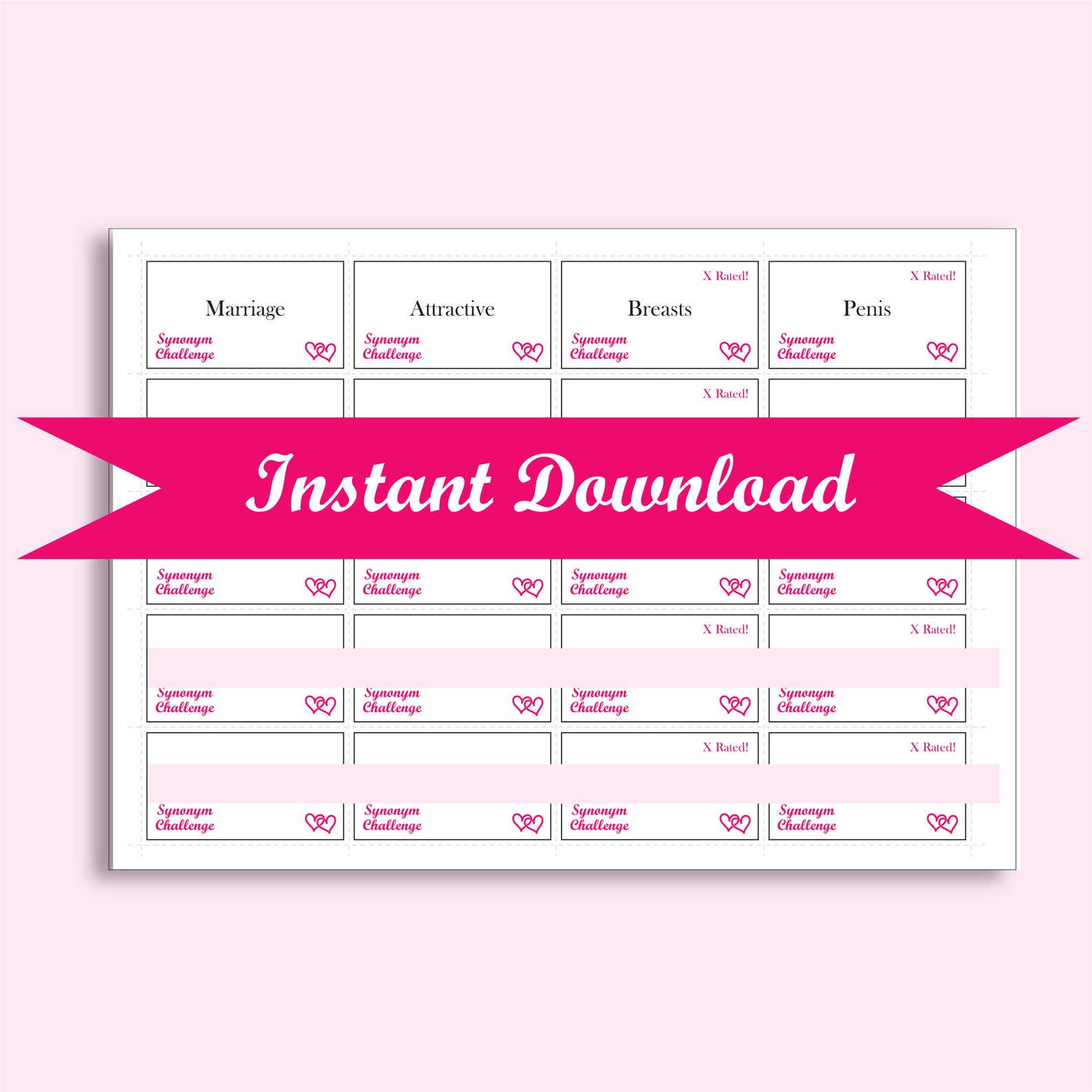 Hen Party Synonym Challenge Adult Synonym Game Hen Night Etsy