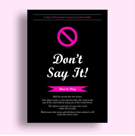 Don T Say It Taboo Style Bachelorette Game Download Etsy