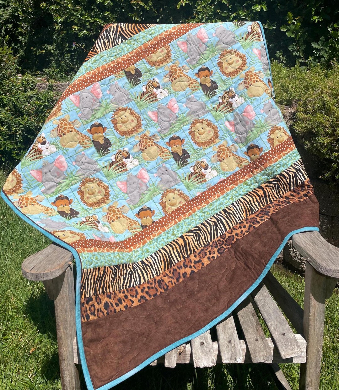 Jungle Baby Animals Baby Quilt. Baby Quilt, Crib Quilt, Stroller Quilt ...