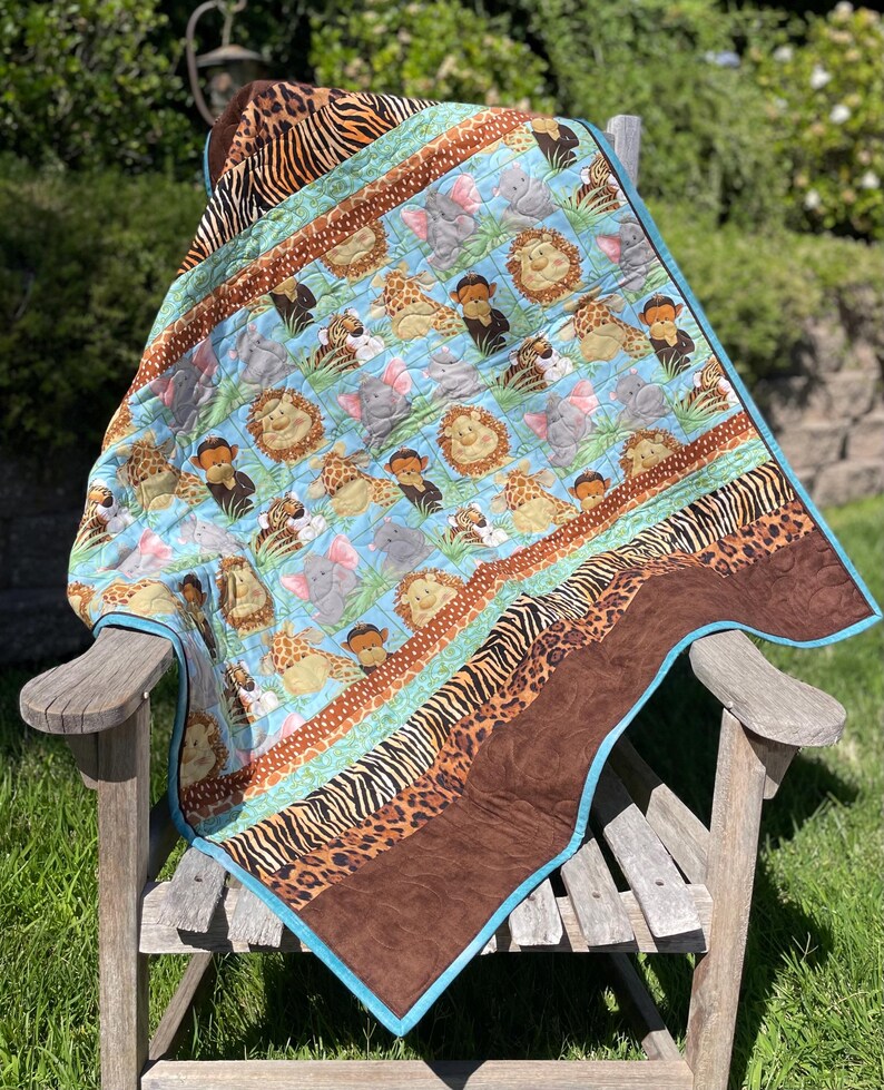 Jungle Baby Animals Baby Quilt. Baby Quilt, Crib Quilt, Stroller Quilt ...