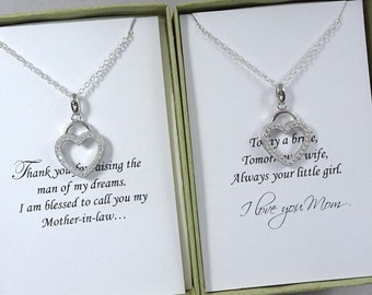 Sterling Silver Heart Necklace, Mother of the Bride Gift, Mother of the Groom Necklace, Personalized Mother of the Bride Gift, Gift for Mom