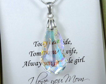 Crystal Necklace, Mother of the Bride Gift Necklace, Mother of the Bride Gift from Bride, Today a Bride Necklace