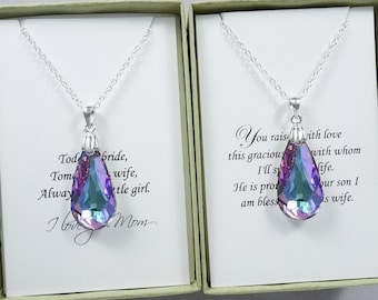 Light Purple Wedding Necklace, Light Purple Crystal Necklace, Swarovski Vitrail Light Drop Crystal Necklace, Mother of the Bride Gift