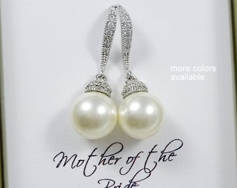 Mother of the Bride Earrings, Ivory Pearl Earrings, Mother of the Bride Gift, Mother of the Groom Gift, Stepmother Gift, Wedding Earrings