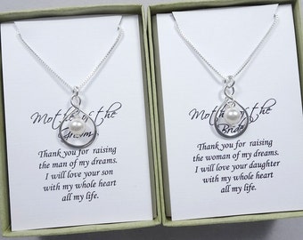 Sterling Silver Infinity Necklace, Gift for Mom Necklace, Mother of the Groom Gift Necklace, Mother of the Bride Gift Necklace, Gift for Mom