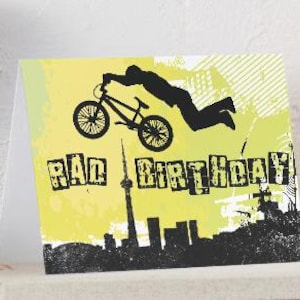 Carte numérique BMX anniversaire Rad | Carte de voeux d'anniversaire imprimable sur le thème du BMX