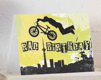 Carte numérique BMX anniversaire Rad | Carte de voeux d'anniversaire imprimable sur le thème du BMX