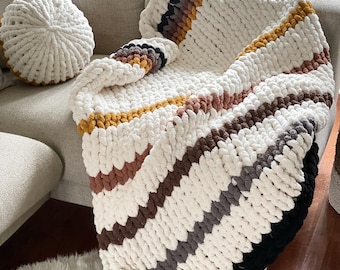 Hand Knit Chunky Throw Blanket: Cozy Polyester Blanket (40x60)