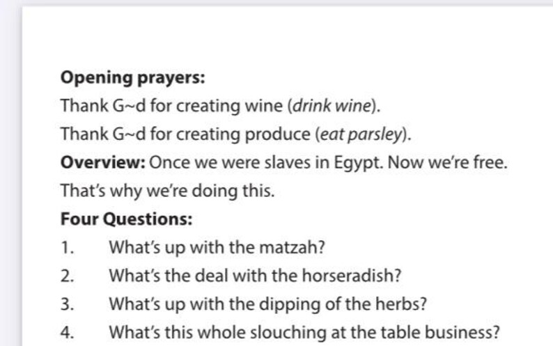 The Two-minute, 2 Page Haggadah | Short &amp; Simple Passover Seder | Funny ...