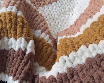 Grobstrick Chenille Decke Muster - Einfache Handstrickdecke für Anfänger (Digitaler Download) Fingerstricken