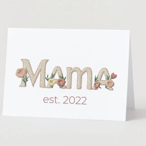 Customizable Mother’s Day Card | Mama est. [Year] Editable Canva Template | Floral Printable Card for New Moms | Instant Download PDF