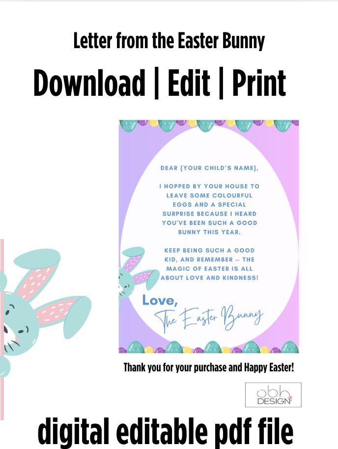 Editable Easter Bunny Letter Printable – Personalized Kids Letter From ...