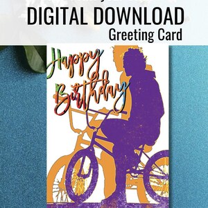 Happy Birthday BMX Rider Greeting Card | BMX-Themed Birthday Printable Greeting Card