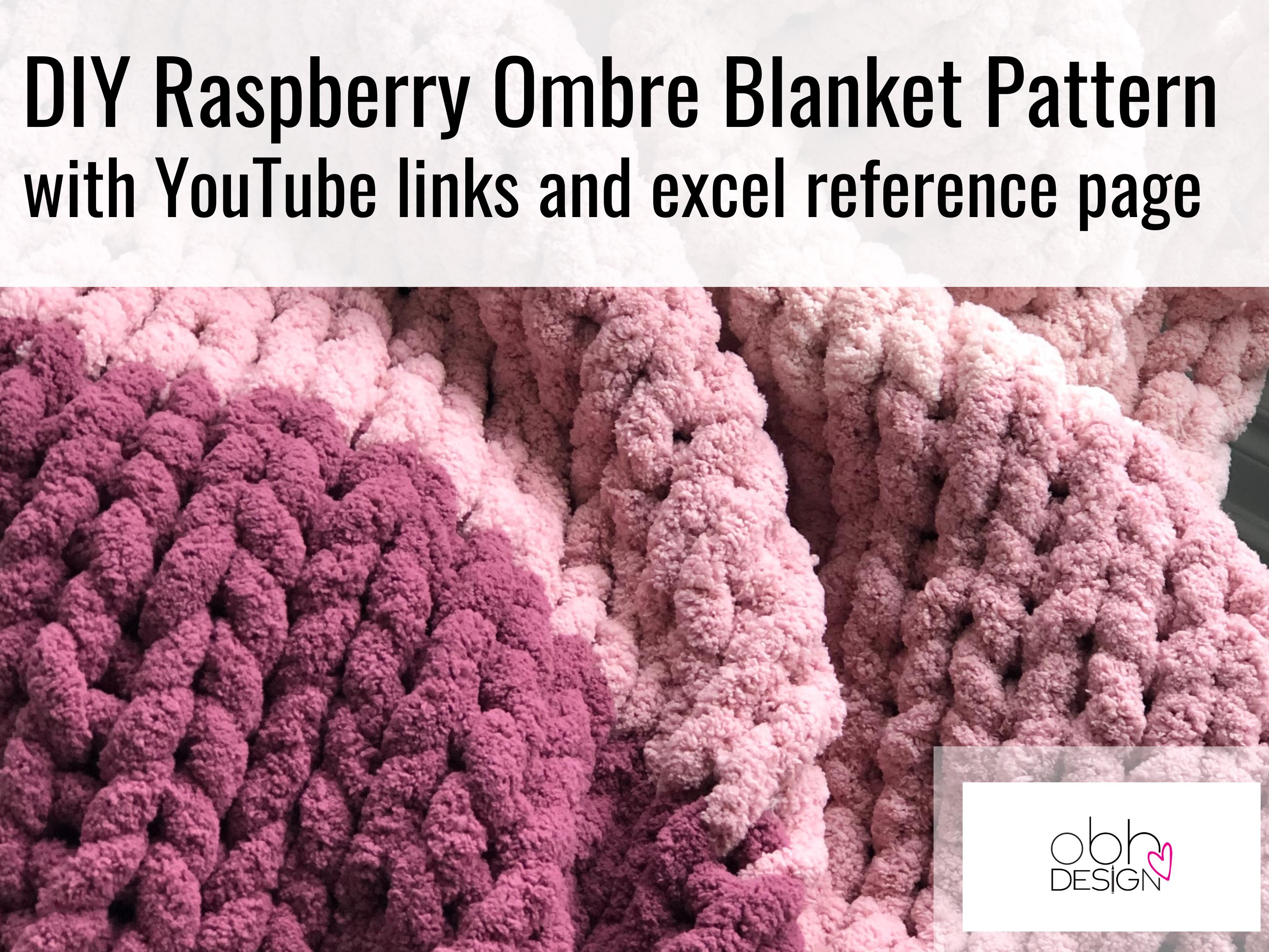 Chunky Raspberry Raspberry Ombre Chunky Chenille Blanket Knitting Pattern: DIY Finger ...