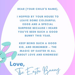 Lettre modifiable du lapin de Pâques imprimable - Lettre personnalisée du lapin de Pâques pour enfants | Modèle PDF et canva à téléchargement immédiat