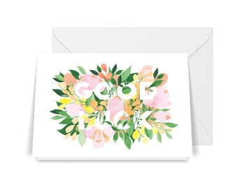 Good Luck Card - greeting card - blank card - watercolour card - floral card - stationery