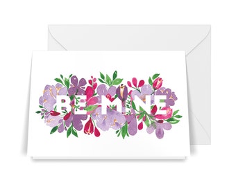 Be Mine Card - Valentines day - Greeting Card - Unique Card - Watercolour - Watercolor - Florals - Handmade Card