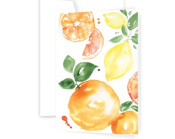 Blossoming Citrus -  Watercolour Greeting Card - Stationery